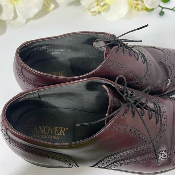 Hanover Mens Wingtip Dress Shoes size 11 Burgundy - Picture 13 of 16